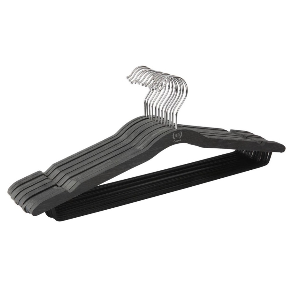 New The Home Edit Thin Wood Hanger with Non-Slip Pant Bar, 12 Pack
